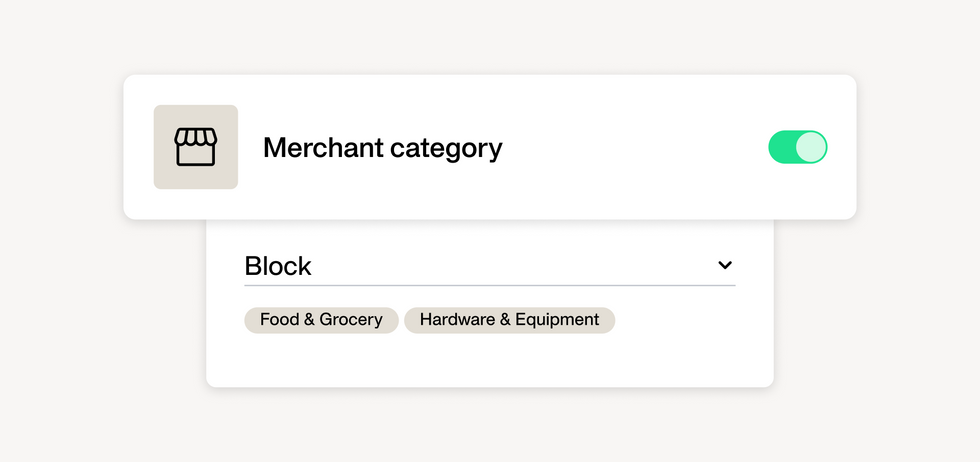 Advanced corporate card controls - block or allow transactions based on merchant category to proactively enforce spend policies.